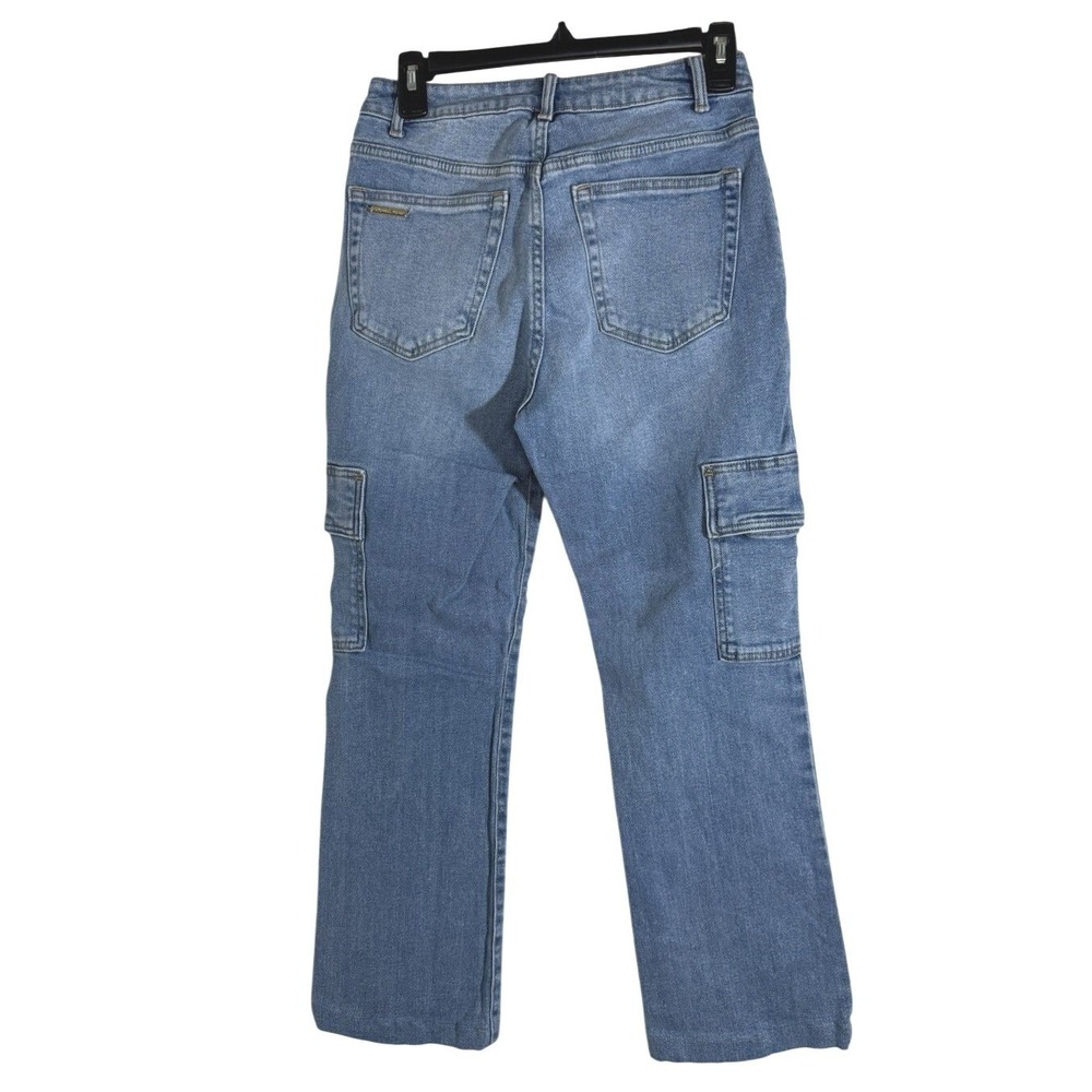 Michael Kors Womens Cargo Jeans Blue Size 4 Wide Leg Utility Medium Wash Denim - Picture 3 of 8